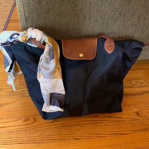 Longchamp Large Tote & Silk Scarf Set